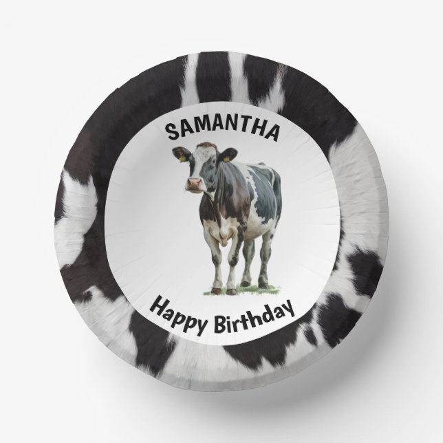 Cowhide Black and White Paper Plate (Front)