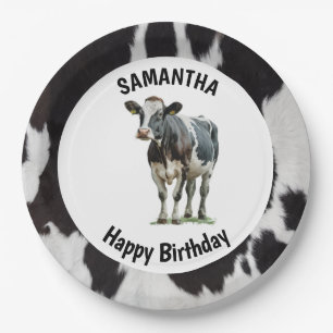 Cowhide Black and White Paper Plate