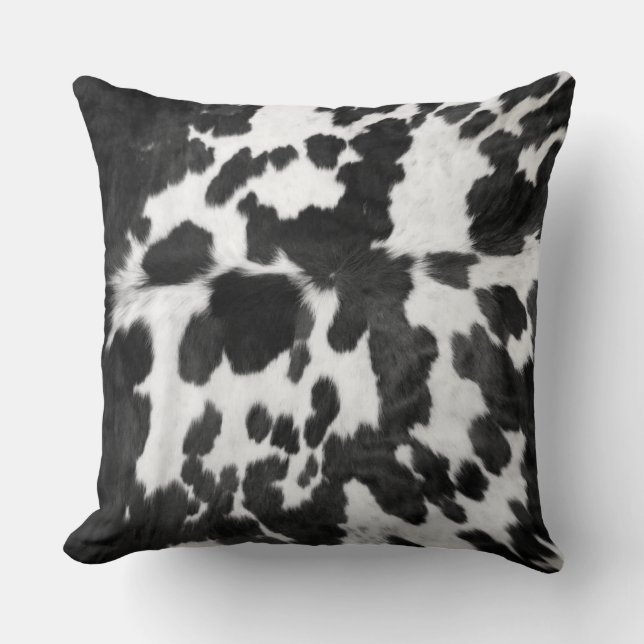 Cowhide Black and White Pattern Print  Cushion (Front)