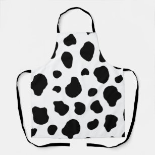 Cowhide Black, Cow Skin Print Pattern Apron