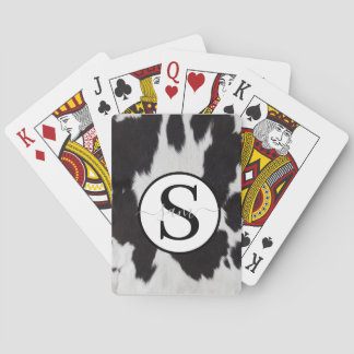 Cowhide Black White Monogram Playing Cards