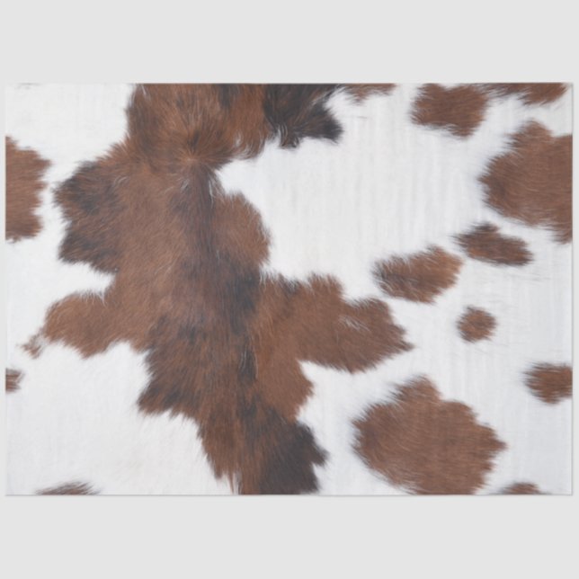 Cowhide Brown and White  Tissue Paper (Front)