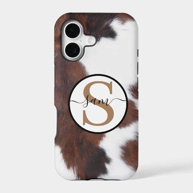 Cowhide Brown White Monogram (Back)