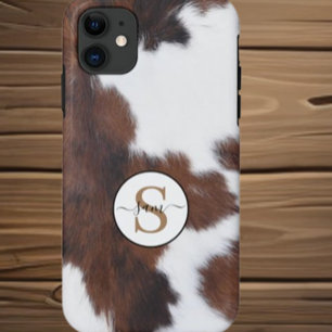 Cowhide Brown White Monogram    Case-Mate iPhone C Case-Mate iPhone Case
