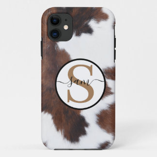 Cowhide Brown White Monogram Case-Mate iPhone Case