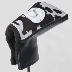 Cowhide Brown White Monogram Golf Head Cover