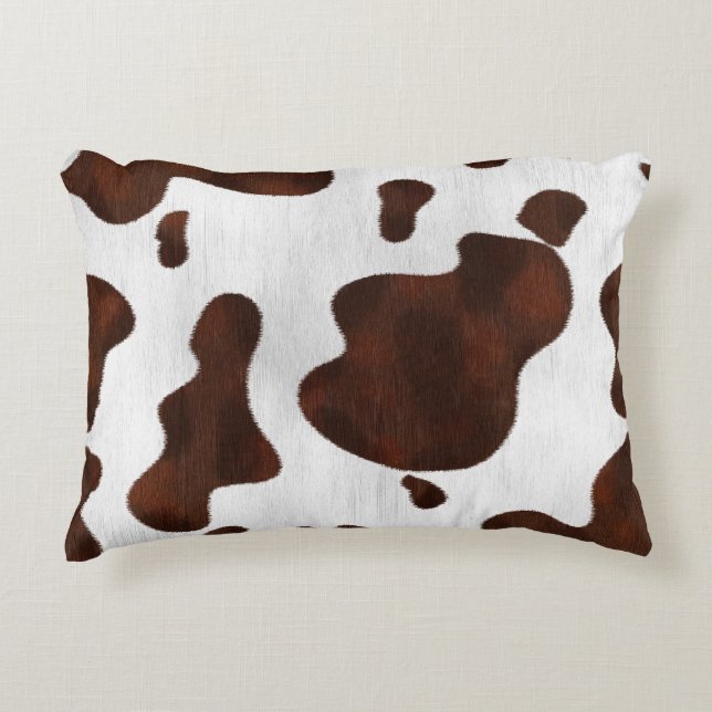 Cowhide Faux Hair Western Leather Spotted Pattern Decorative Cushion (Front)