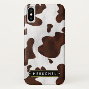 Cowhide Faux Western Leather Spotted Personalised iPhone X Case