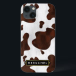 Cowhide Faux Western Leather Spotted Personalised iPhone 13 Case<br><div class="desc">Whether you're a rancher, a cowboy / cowgirl or just someone who loves American old west themes, this spotted brown and white cow hide pattern Samsung phone case is perfect for matching your western style. The animal print graphic is made to look like the fur / hair of cattle. This...</div>