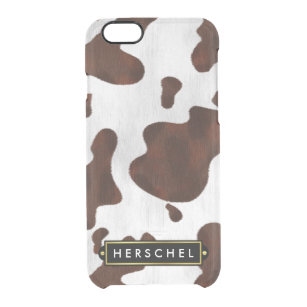 Cowhide Faux Western Leather Spotted Personalised Clear iPhone 6/6S Case