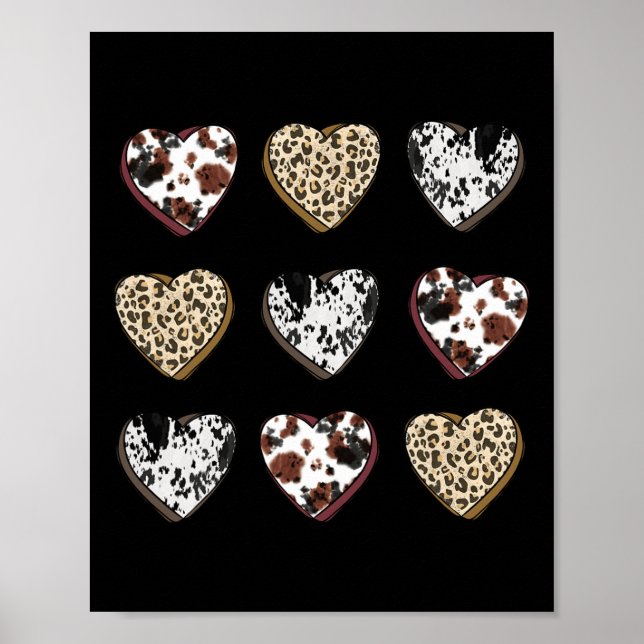 Cowhide Heart Valentine Candy Leopard  Poster (Front)
