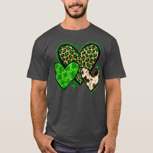 Cowhide Leopard Heart Western St Patricks Day Iris T-Shirt