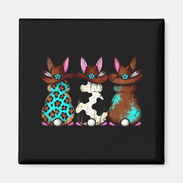 Cowhide leopard turquoise howdy easter western magnet (Front)