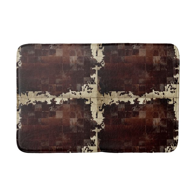 Cowhide Patchwork Print Bath Mat (Front)