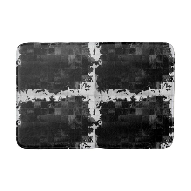 Cowhide Patchwork Print Bath Mat (Front)