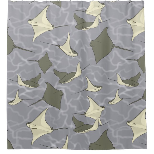 Cownose Stingray Ocean Pattern Shower Curtain (Front)