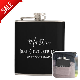 Coworker Boss Leaving ADD Funny Quote, Custom Hip Flask