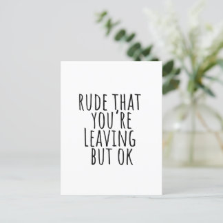 Coworker Leaving Gift Idea With Funny Saying Postcard