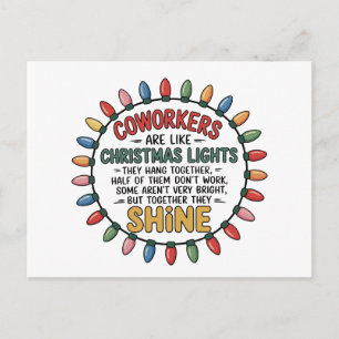 Coworkers Are Like Christmas Lights Office Work Holiday Postcard
