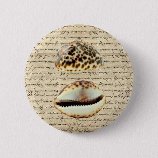 Cowrie shells 6 cm round badge (Front)