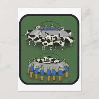 cows and aliens postcard