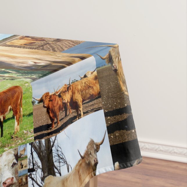 Cows And Highland Cows Photo Collage, Tablecloth (In Situ)