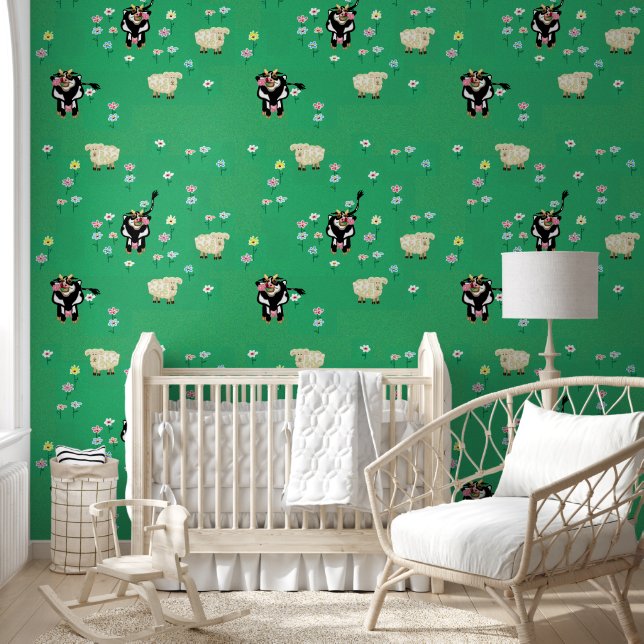 Cows and sheep nursery  wallpaper (Kids)