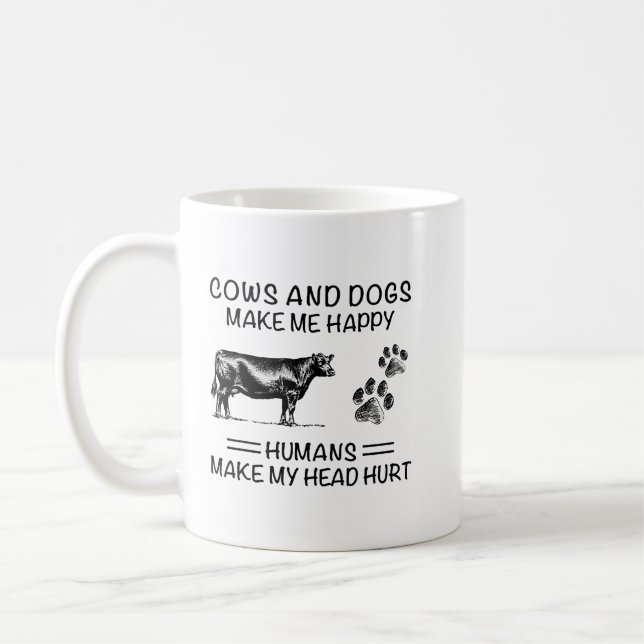 Cows Are My Favourite People Retro Funny Cow Lover Coffee Mug (Left)
