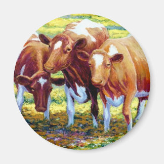 Cows Dairy Cow in Pasture Field Painting Picture Magnet