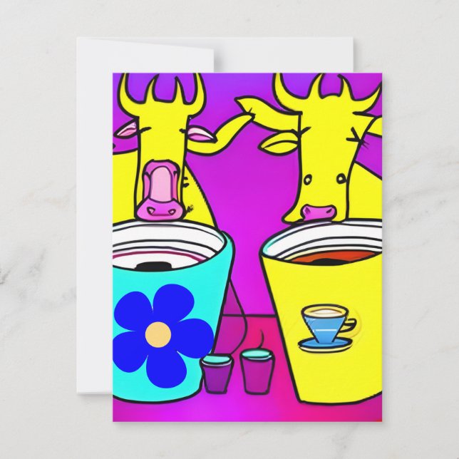 Cows drinking morning Coffee Card (Front)