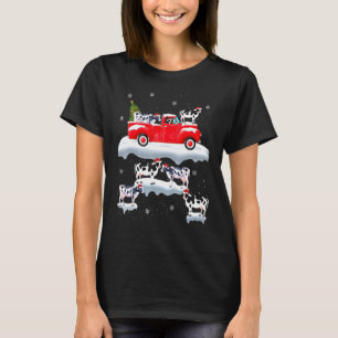 Cows Driving Christmas Tree Red Truck Cow Christma T-Shirt