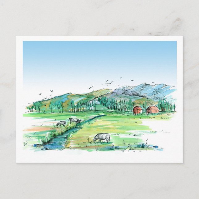 Cows Farm Animal Red Barn Moving Announcement Postcard (Front)