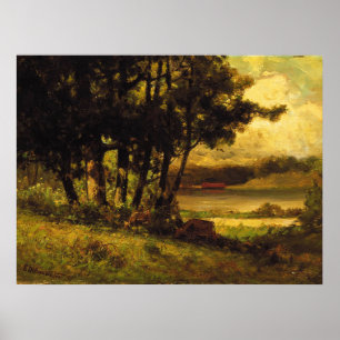 Cows Grazing Near River - Edward Bannister  Poster