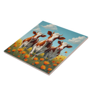 Cows in a field tile