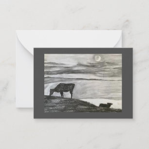 Cows 🐮 In A Field Under The Moon 🌕 Card