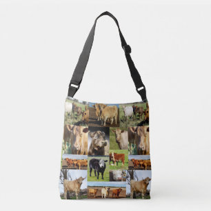 Cows In A Photo Collage, Crossbody Bag