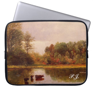 Cows In A Watering Landscape Albert Bierstadt Laptop Sleeve