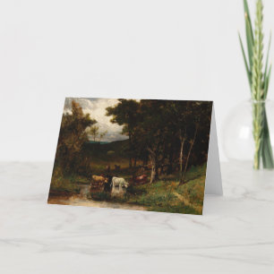 Cows In Stream Near Trees - Edward Bannister Card