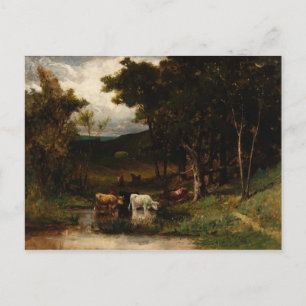 Cows In Stream Near Trees - Edward Bannister Postcard