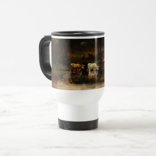 Cows In Stream Near Trees - Edward Bannister Travel Mug