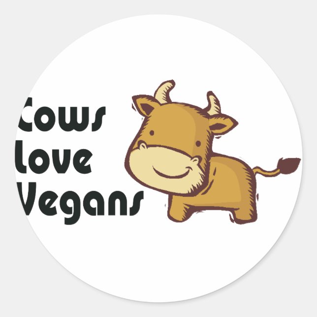 cows love vegans classic round sticker (Front)