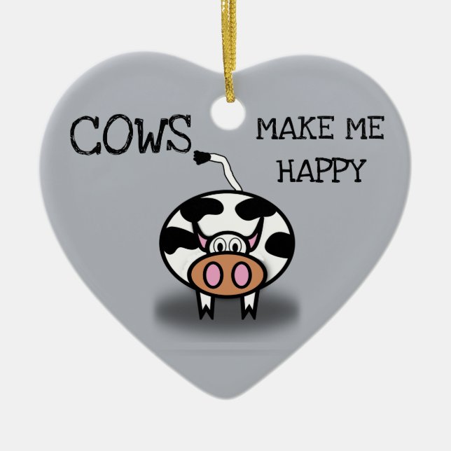 Cows make me happy ceramic tree decoration (Front)