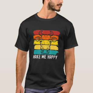 Cows Make Me Happy Retro Style Cute Farm Animal T-Shirt