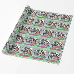 Cows Making Heavy Cream Funny Cartoon Wrapping Paper