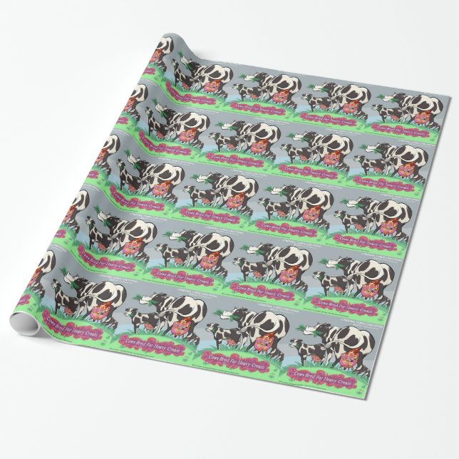 Cows Making Heavy Cream Funny Cartoon Wrapping Paper (Unrolled)