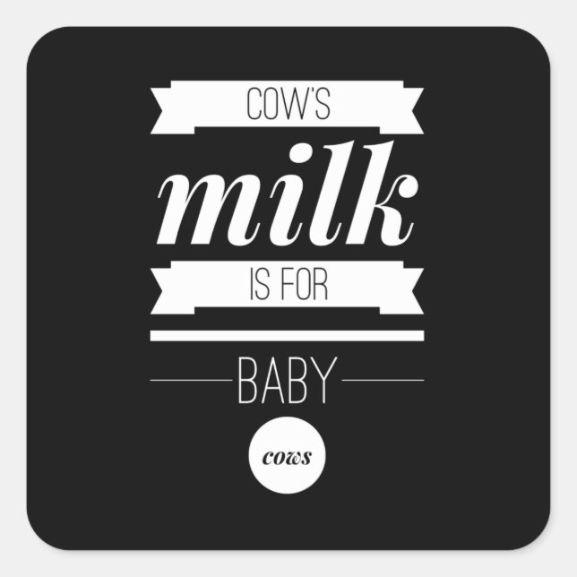 Cows Milk Is For Baby Cows Vegan Square Sticker (Front)