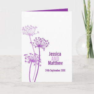 Cows parsley flower head purple wedding programme
