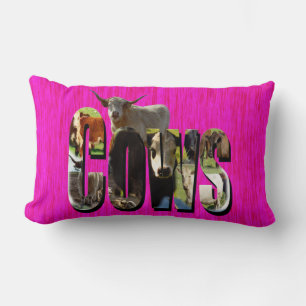 Cows Picture Logo Made With Cow Images, Pink Lumbar Cushion