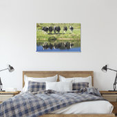 Cows reflected in canal, Henley, Taieri Plain, Canvas Print (Insitu(Bedroom))