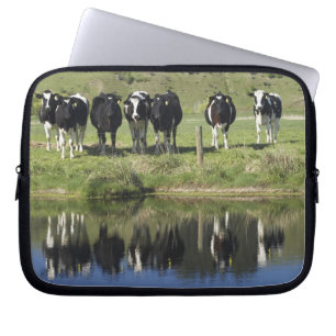 Cows reflected in canal, Henley, Taieri Plain, Laptop Sleeve